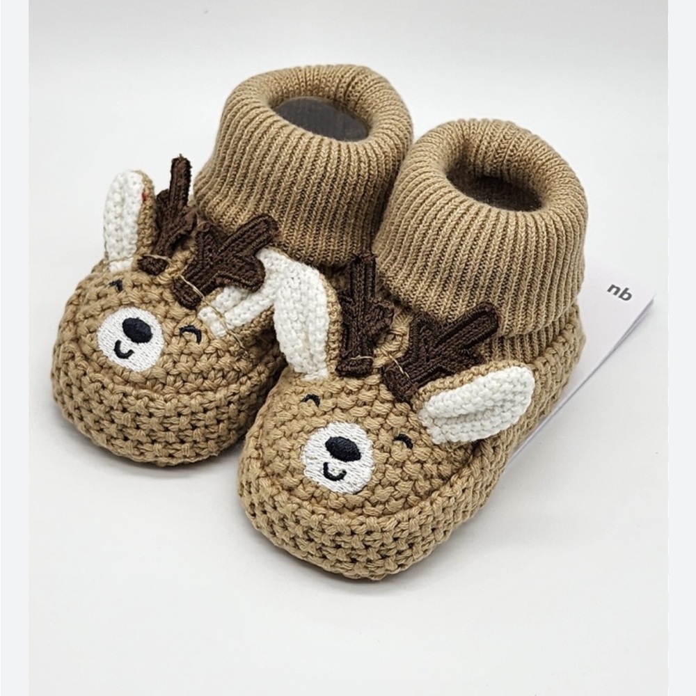 Carter's Tan Knit Reindeer Baby Booties
